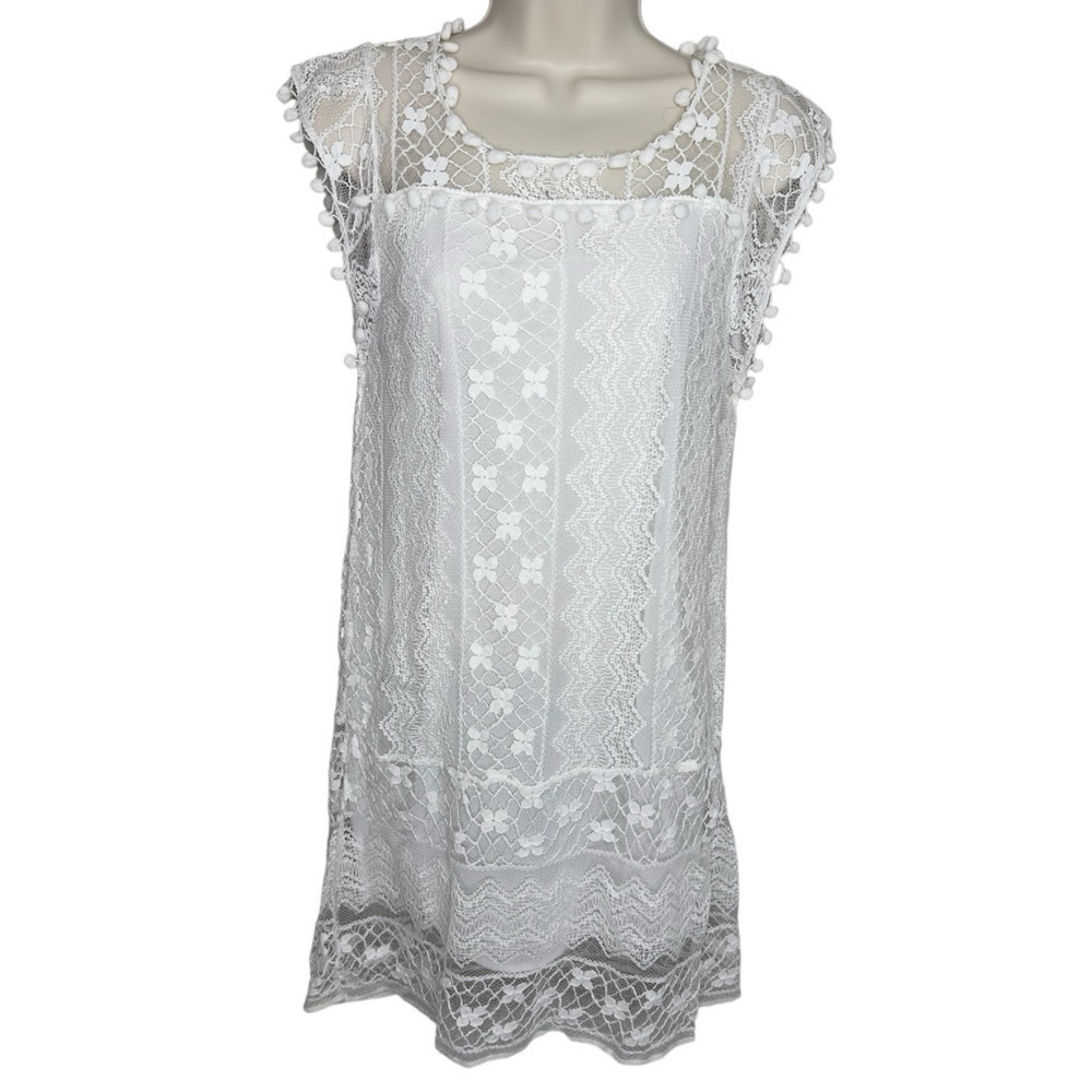 Gamiss Women’s White Floral Lace‎ Sleeveless Dress Size XL - Picture 2 of 10